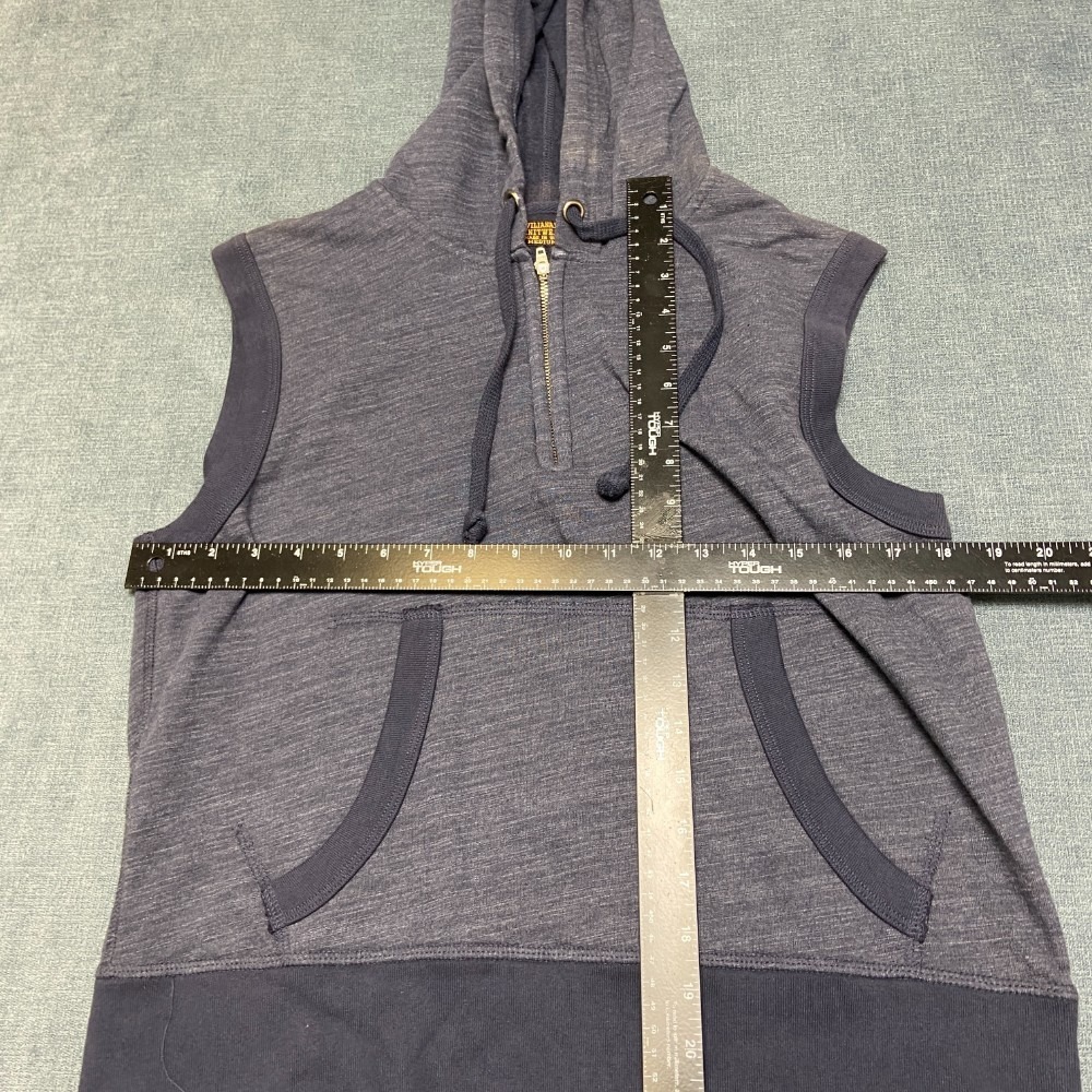 Civilianaire Knitwear Hooded Vest Mens M Gray Fleece Lined Drawstring 1/4 Zip - Picture 6 of 12